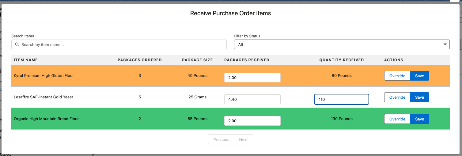 Add Purchase Order Line Items Interface